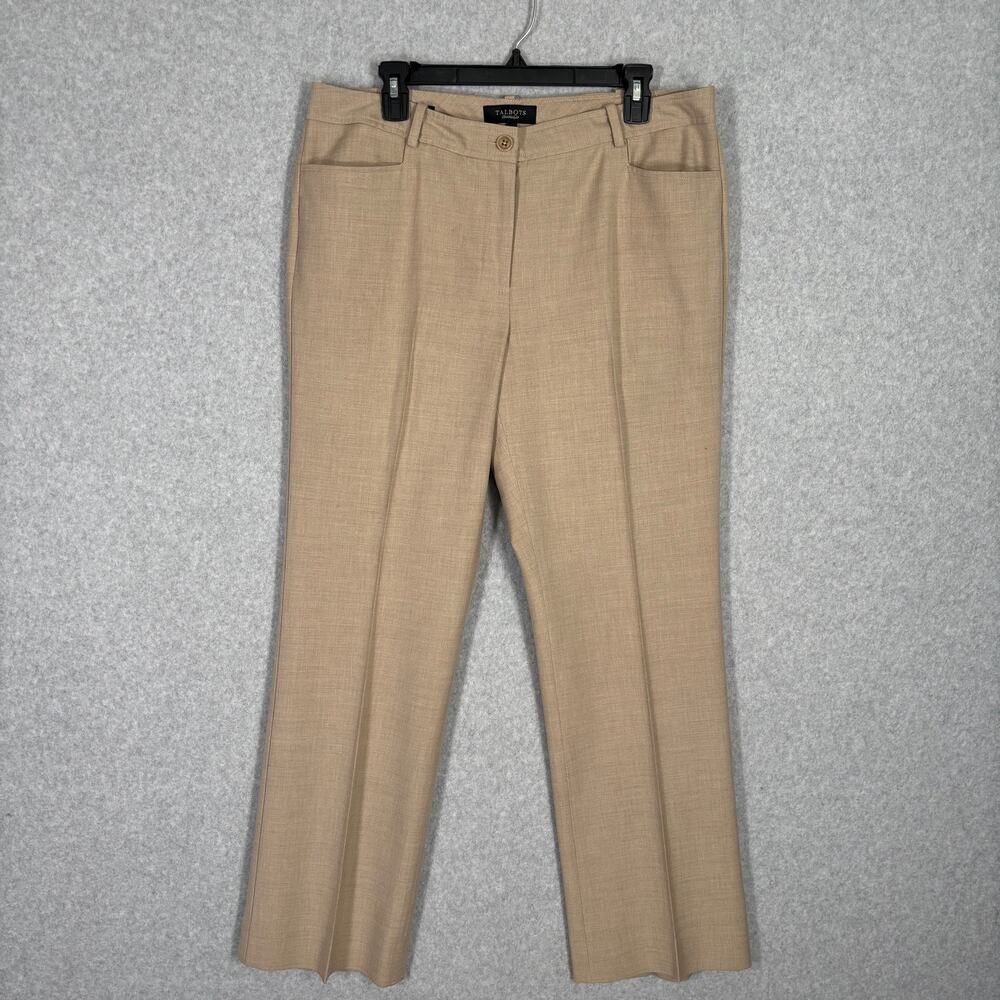 Talbots Pants 12 Tan Signature Trouser Slacks Stretch‎ Career Church Grandpa